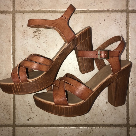Altar'd State Shoes - Altar’d State Brown Chunky Heels